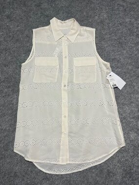 Equipment Cream Silk Button-Front Blouse